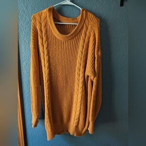 Cashmere oversized loose knitted crew neck dress